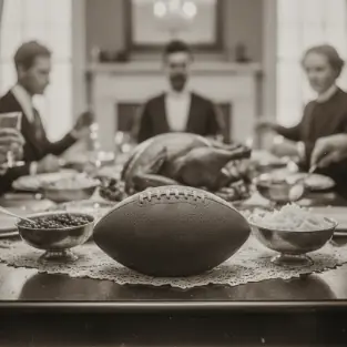 Image of a football on a Thanksgiving table