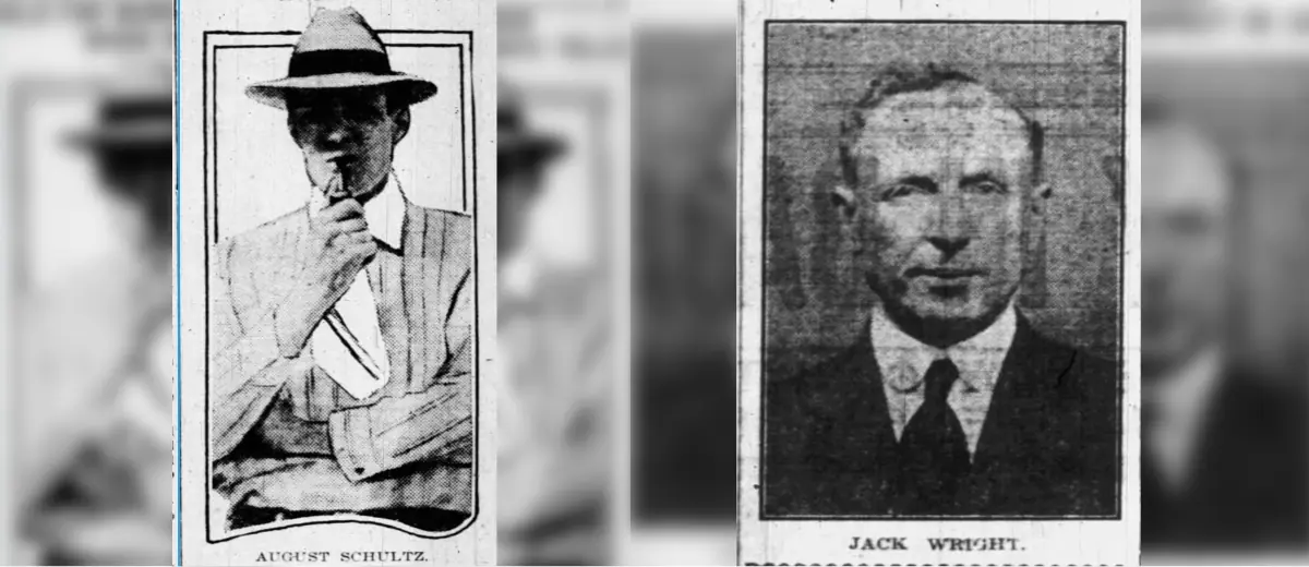 Newspaper photos of August Schultz and Jack Wright