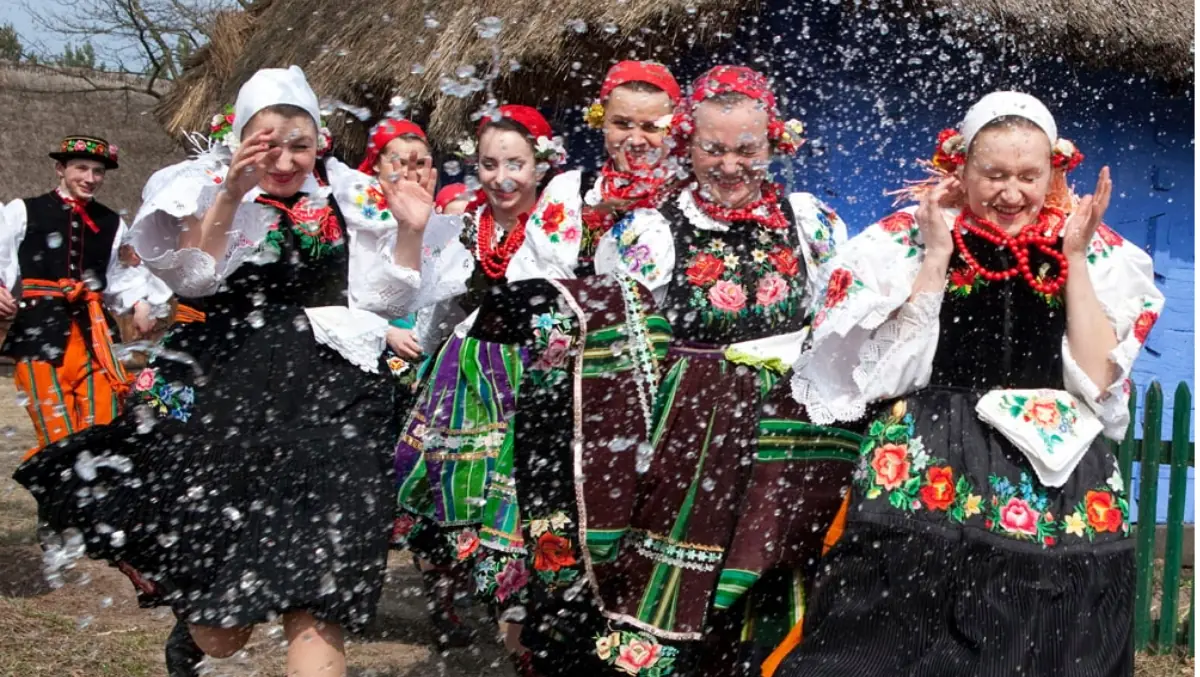 A traditional water fight in Poland on Easter Monday