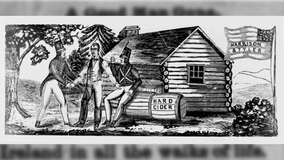 Political cartoon depicts William Henry Harrison