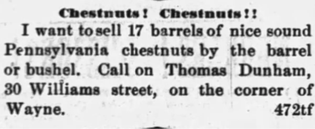 Clipping from the South Bend Tribune; December 5, 1874