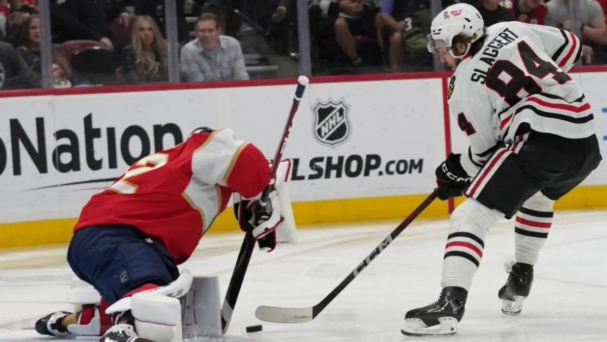 Former Adams student Landon Slaggert scores a goal seven seconds into the game